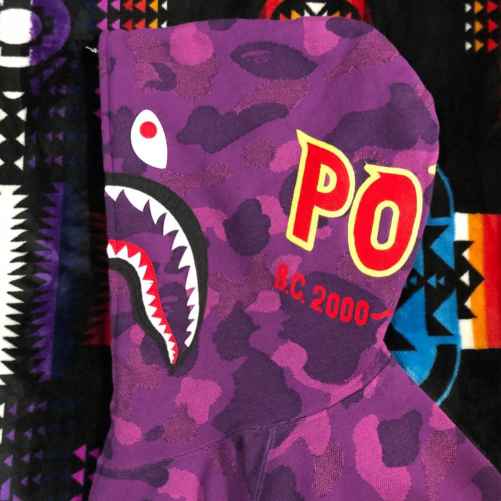 Bape Bathing Ape Purple Camo PONR Hoodie Large